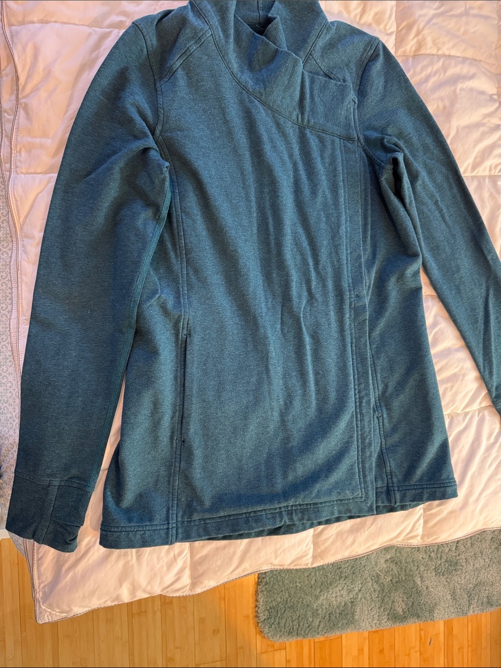 Lululemon Teal Long-Sleeve Knit Wrap Jacket
